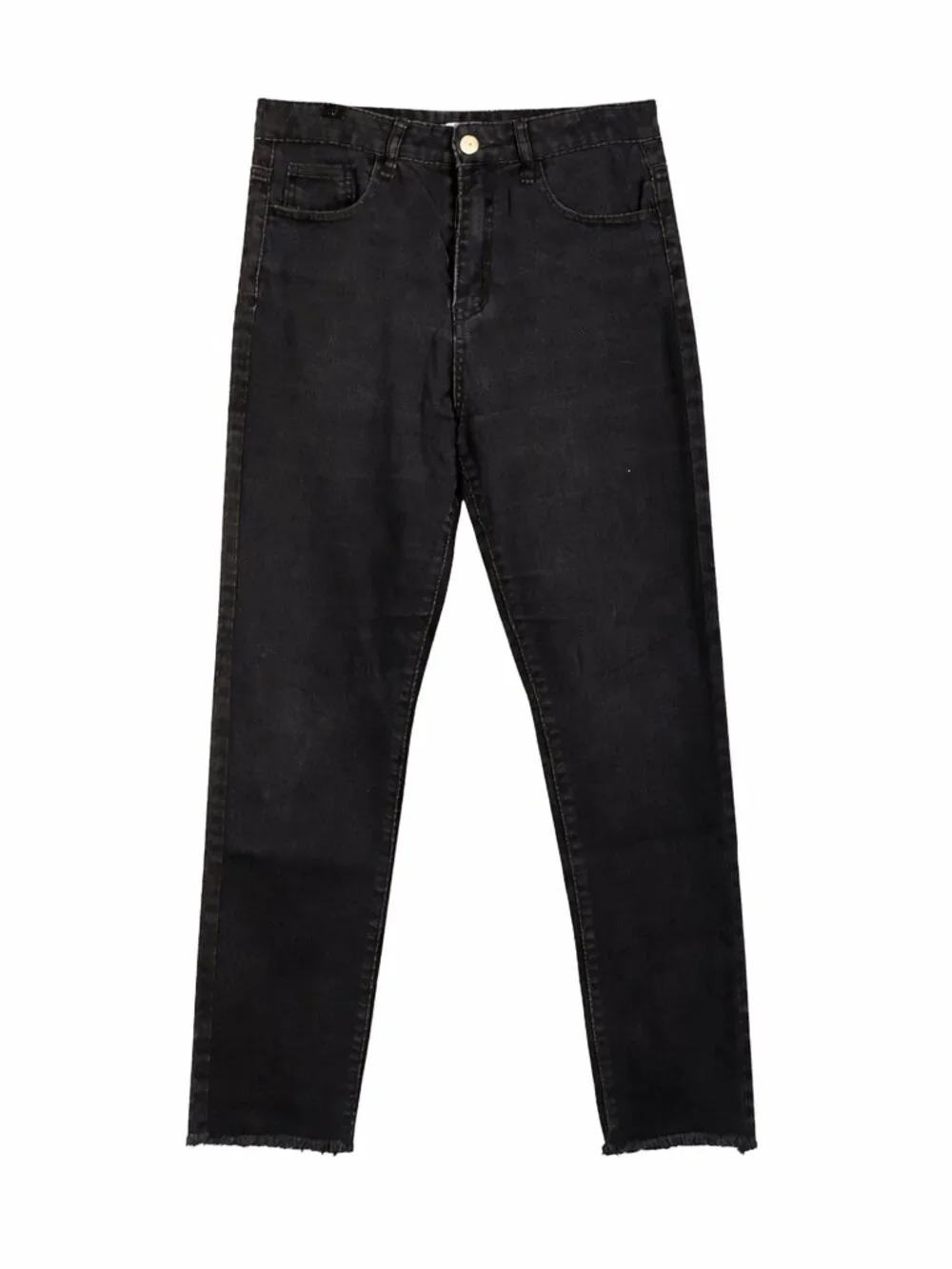 Forever 21 Womens Jeans 28x21 Black High Rise Straight Leg Raw Hem Ankle Jeans - Picture 1 of 5
